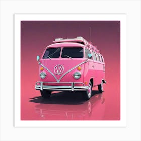 Pink Vw Bus 2 Art Print