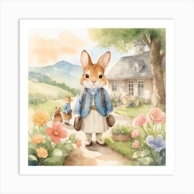 Little School Rabbit Art Print