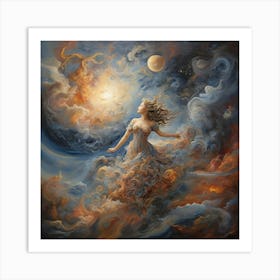 Woman In The Clouds Art print Art Print