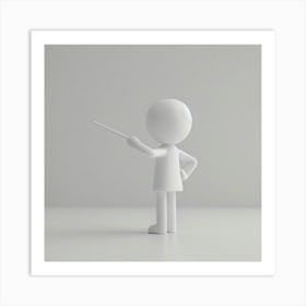 3d Character Pointing A Stick Art Print