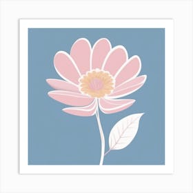 A White And Pink Flower In Minimalist Style Square Composition 259 Art Print