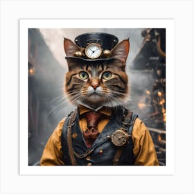 Steampunk Cat in a Suit Art Print