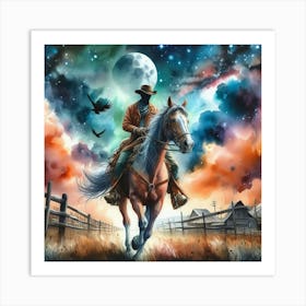 Cowboy On Horseback 5 Art Print