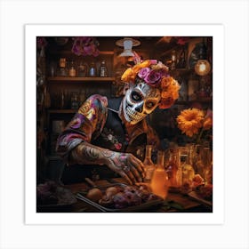 Day Of The Dead Party Barman 1 Art Print