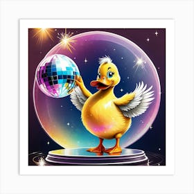 Duck With Disco Ball Art Print