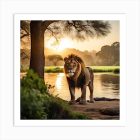 Lion At Sunset Art Print