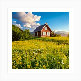 Firefly Charming House In A Blooming Summer Meadow 68047 (2) Art Print