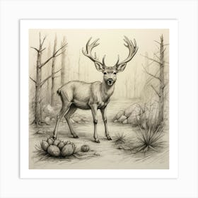 Deer In The Woods 143 Art Print