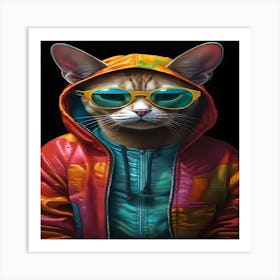 Hip Hop Cat Art Print