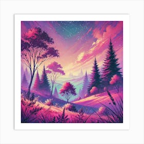 Pink Night Sky Art Print