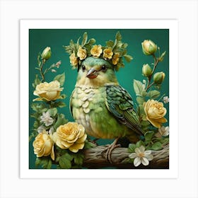 Bird With Flowers 1 Art Print