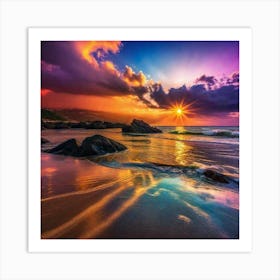 Sunset On The Beach 182 Art Print