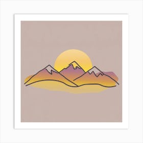 Mountains At Sunset 1 Art Print