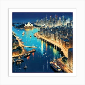 Sydney At Night Art Print