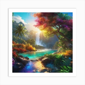 Waterfall In The Jungle 41 Art Print