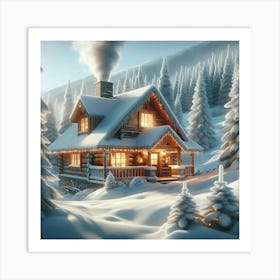 Winter Cabin Art Print