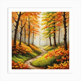 Forest In Autumn In Minimalist Style Square Composition 63 Art Print