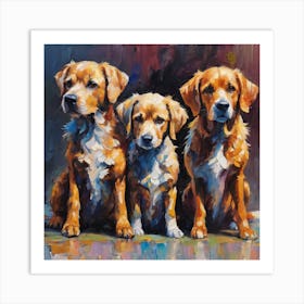 Three Golden Retrievers Art Print