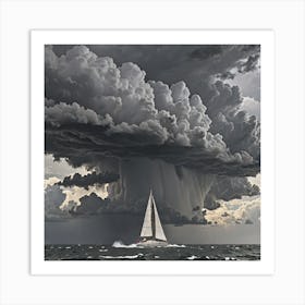 Sailboat Under Stormy Sky Art Print