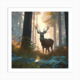 Deer In The Forest 179 Art Print