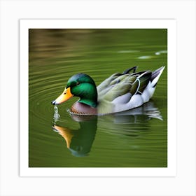 Pato Cabeza Verde Art Print