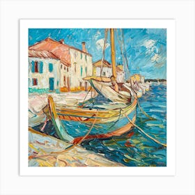 Van Gogh Style: Fishing Boats in Saintes-Maries-de-la-Mer Series Art Print