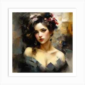 Woman With Earrings Art Print