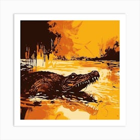 Alligator In The Water Art Print