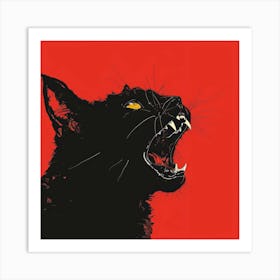 Black Cat Roaring 6 Art Print