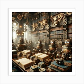 Steampunk Library 1 Art Print