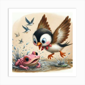 Frog And Bird Art Print