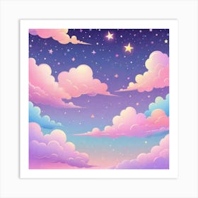 Sky With Twinkling Stars In Pastel Colors Square Composition 122 Art Print