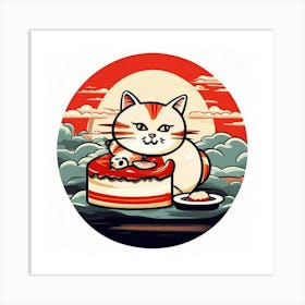 Cat With Cake 1 Art Print