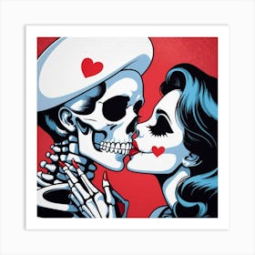 Day Of The Dead Kiss Art Print