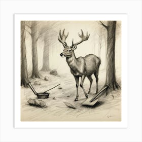 Deer In The Woods 123 Art Print