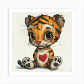 Patchwork Cartoon Baby Tiger 2 Affiche