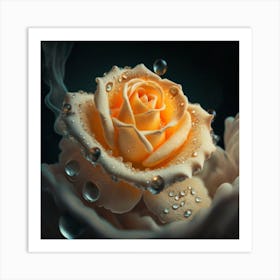 Water Drops On A Rose Art Print