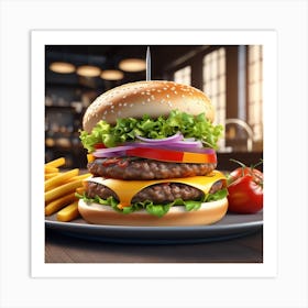 Hamburger On A Plate 167 Art Print