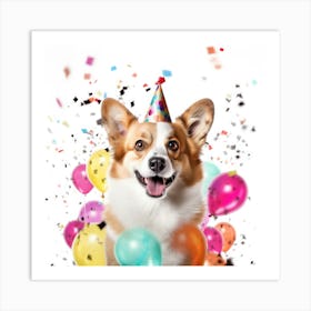 Corgi Birthday Party Art Print