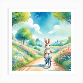 Rabbit On A Bicycle art Art Print