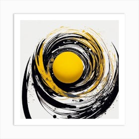 Black And Yellow Swirl Art Print