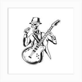 Skeleton Playing Guitar Art Print