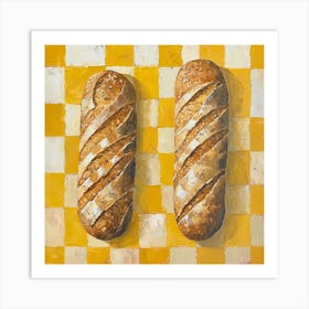Rustic Bread Yellow Checkerboard 4 Art Print
