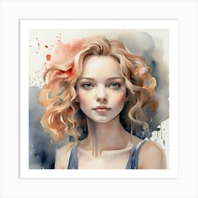 Watercolor Of A Girl Art Print