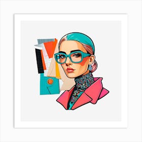 Fashion Girl With Glasses Art Print