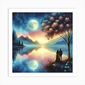 Couple By The Lake 1 Art Print