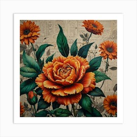 Orange Carnations Art Print