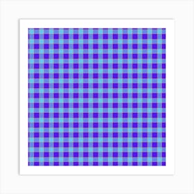 Blue And White Checkered Fabric Art Print