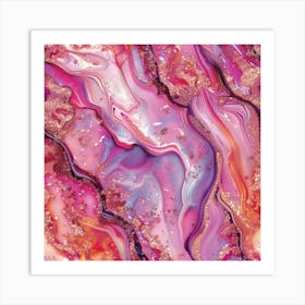 Pink And Gold Abstract Painting Art Print