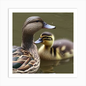 Duck And Duckling Art Print